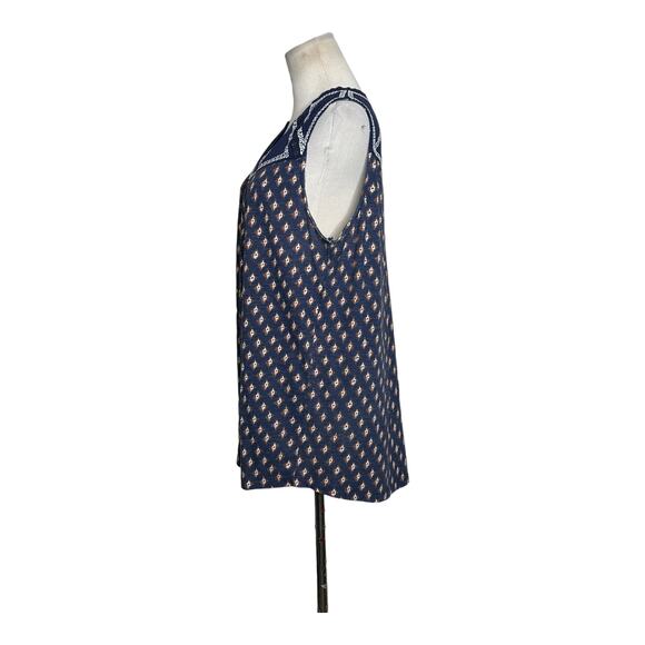 Poof Blue print sleeveless boho tunic top size XL - Picture 7 of 10